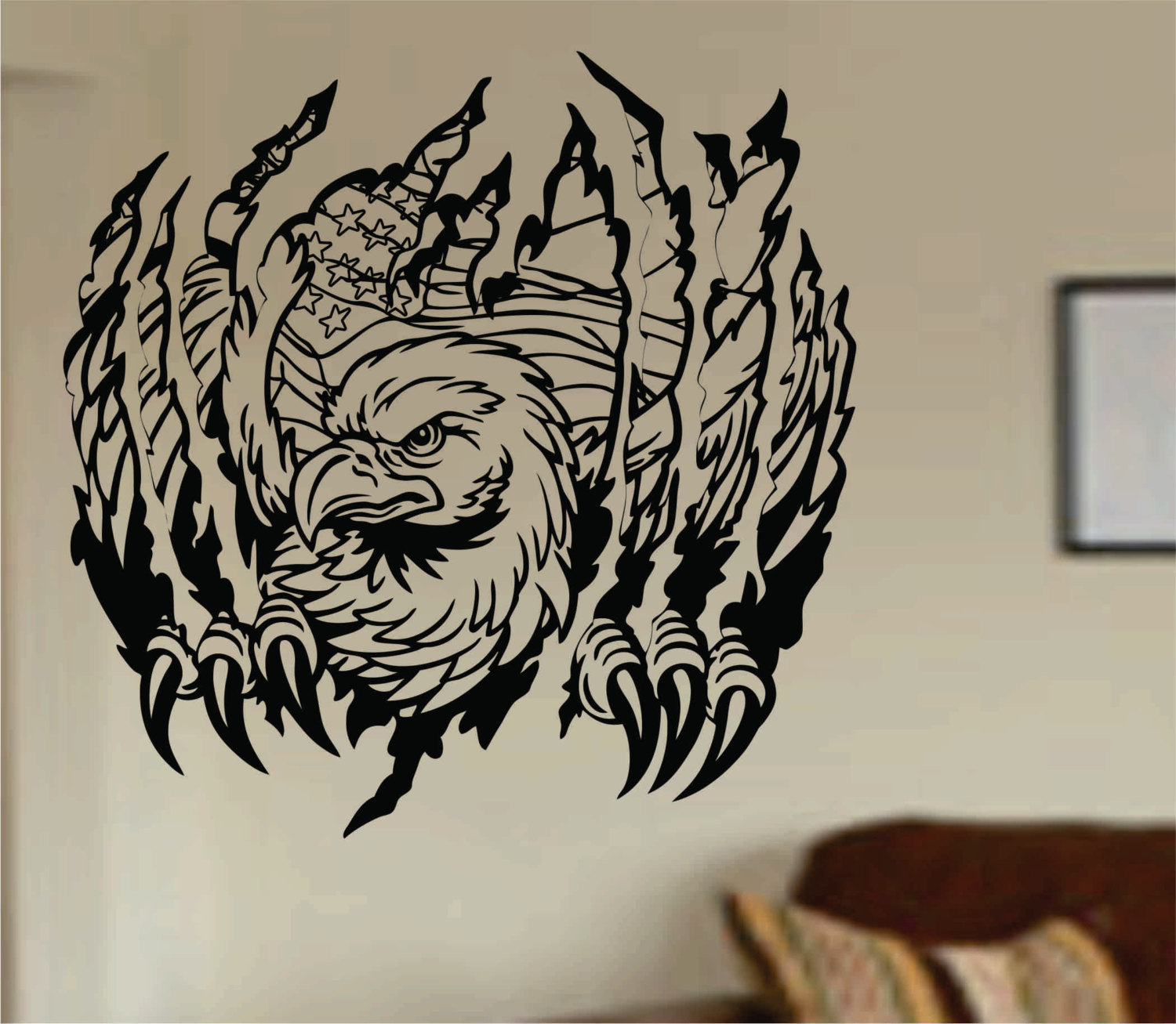 Eagle Ripping Thru Wall Mural Decal Sticker Vinyl on Luulla